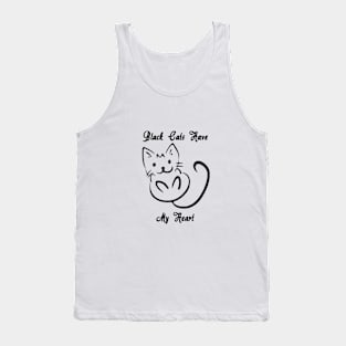 Black Cats Have My Heart Halloween Print Tank Top